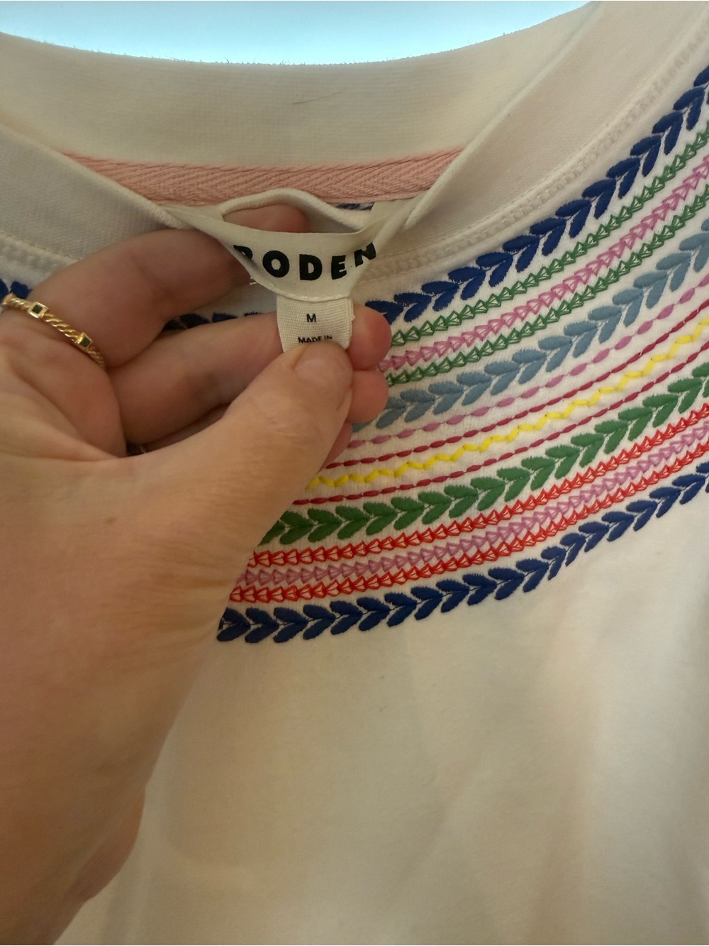 Boden Women's White Emi Embroidered Sweatshirt Ivory, Multi Fairisle - Picture 4 of 4